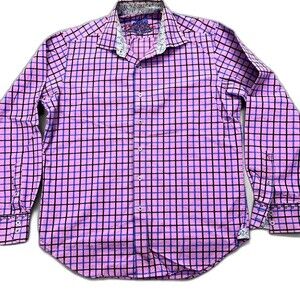 Robert Graham Shirt Purple Paisley M Classic Fit Contrasting Cuff & Collar Funky